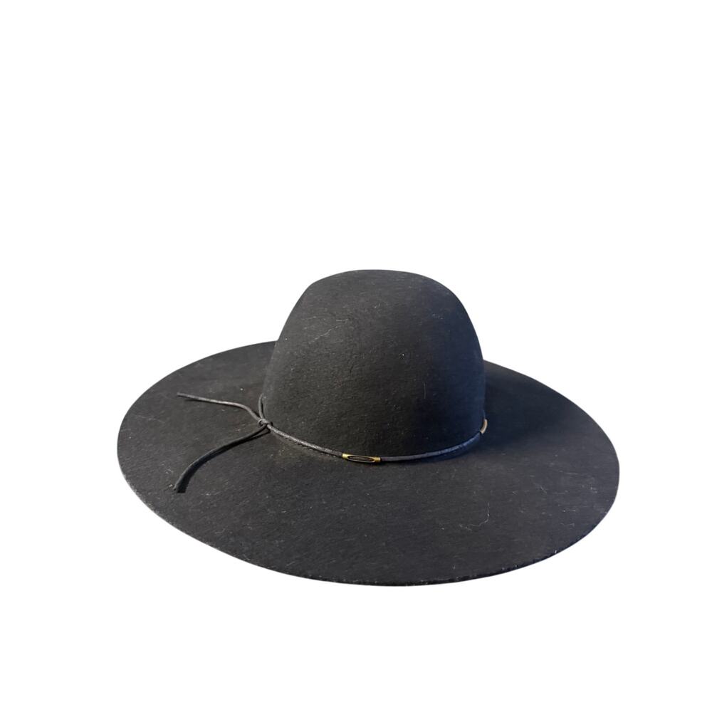 scala collezione women’s 100% wool hat Black Felt Floppy Wide Brim Band One Size